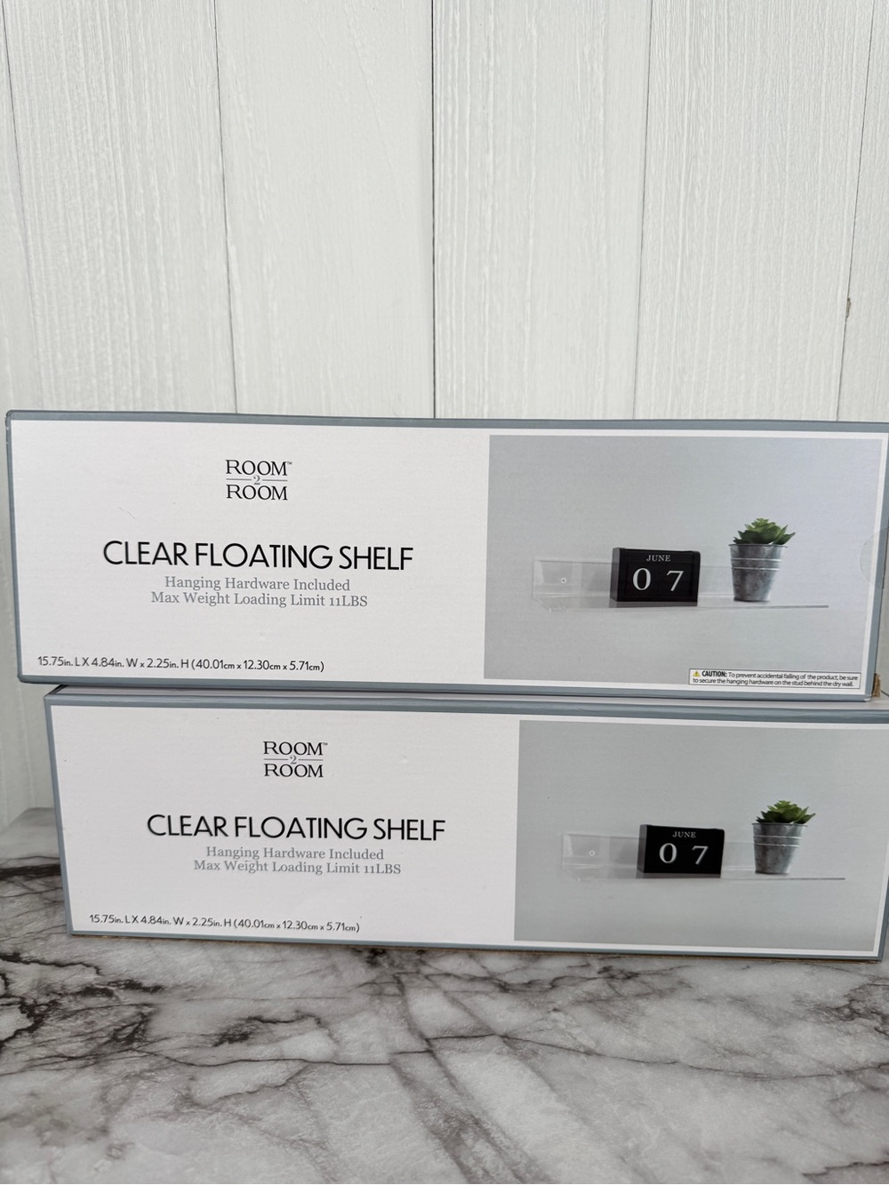 Room 2 Room Clear Floating Shelves - Lot of 2